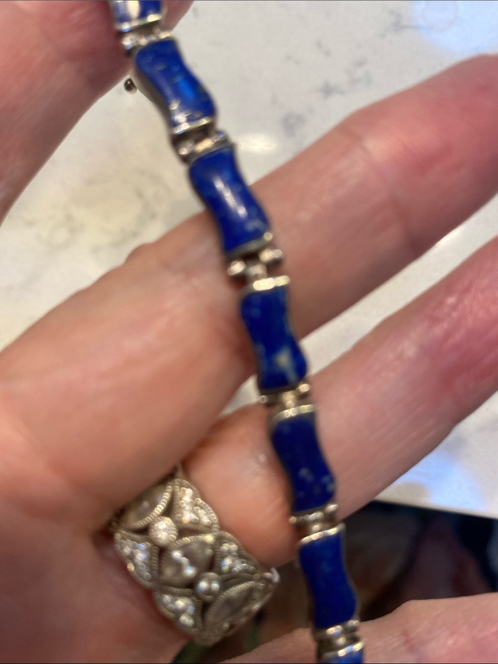 Vintage sterling silver lapis bracelet Excellent